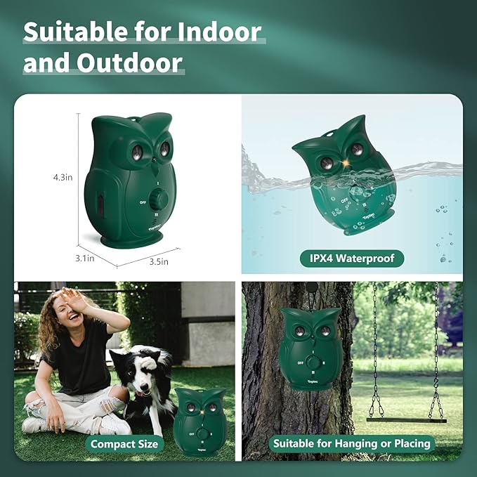 Dog Barking Control Devices with Dual Ultrasonic Speakers, Stronger Rechargeable Anti-Bark Device for Outdoor Waterproof and Indoor, Dog Barking Deterrent Safe for Human & Dogs
