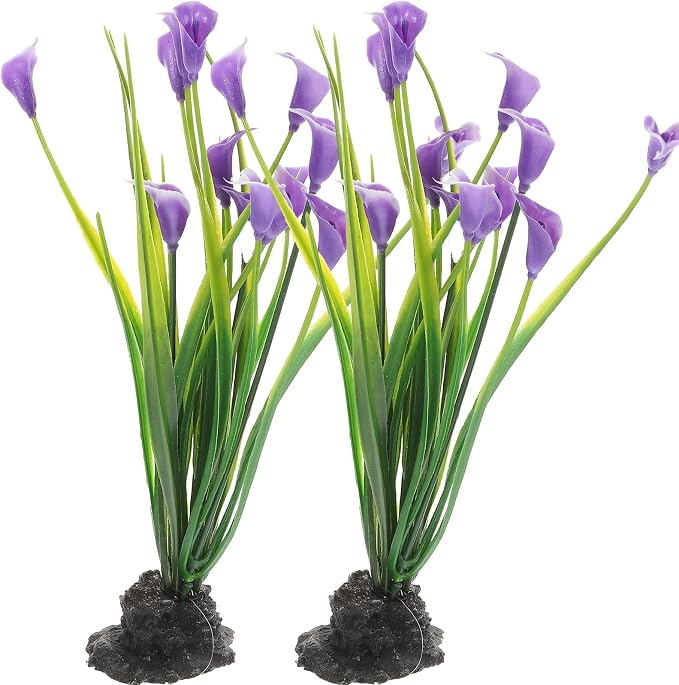 iplusmile Decorative Fish Tank Plant 2Pcs Realistic Silk Aquarium Plants for Fish Tank Supplies Aquarium Decor Plastic Water Plants for Home Office