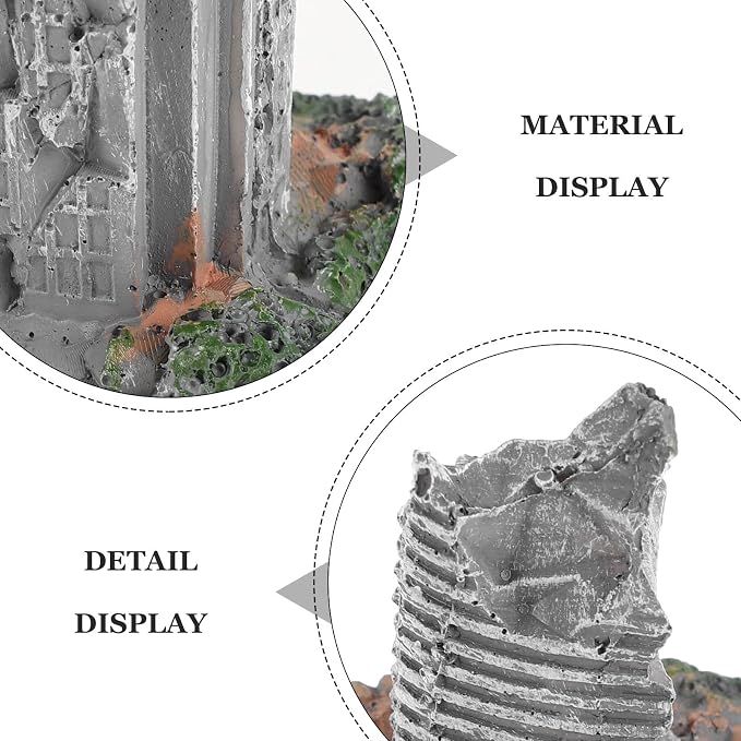 KICHOUSE Decoration Versatile Aquarium Realistic Ruins Castle 3pcs Resin Hideout Ornament with Antique City Ruins Design Compatibility and Fade-Resistant Material for Fish Tank Shrimp