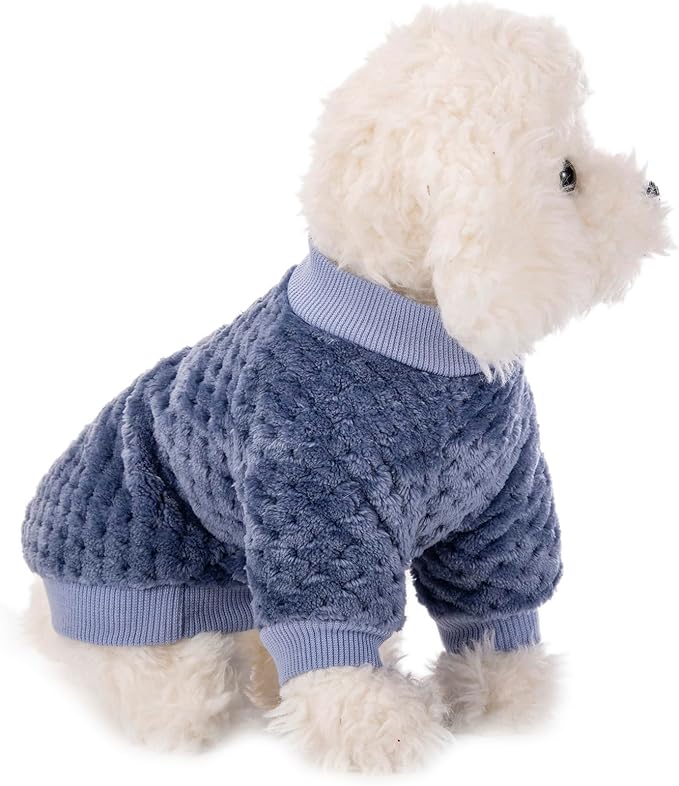 Dog Sweater, 3 Pack Dog Sweaters for Small Medium Dogs or Cat, Warm Soft Flannel Pet Clothes for Dogs Girl or Boy, Dog Shirt Coat Jacket (Small, Grey+Navy+Sky Blue)