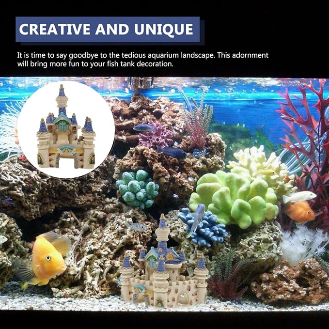 Balacoo Fish Tank Castle Decor Aquarium Castle Adornment | Aquarium Underwater Castle Ornament Resin Aquarium Adornment 5.70 X 4.33 X 4.33 in Hideout for Betta Fish and Tropical