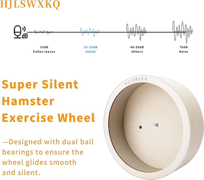 8inch Wall-Mount Silent Hamster Wheel, Wooden Small Animal Exercise Wheel with Removable & Washable Track for Gerbil, Mouse, Syrian Hamster(8in)
