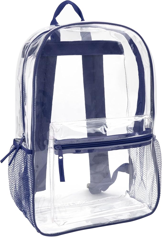 Trail maker Clear Backpack Heavy Duty with Padded Straps, Side Pockets for Kids, Boys, Girls, School, Stadium Approved Events