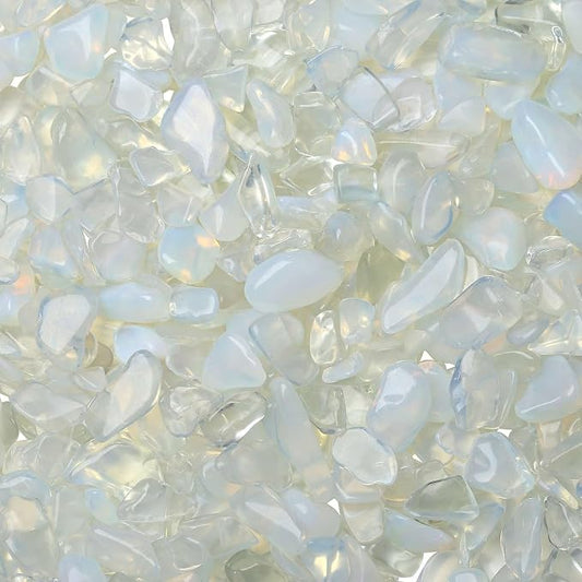LAIDANLA Opalite Crushed Stone Crystal Chips Bulk Natural Gemstones Healing Reiki Crystals Mini Quartz Vase Filler Aquarium Gravel 100g