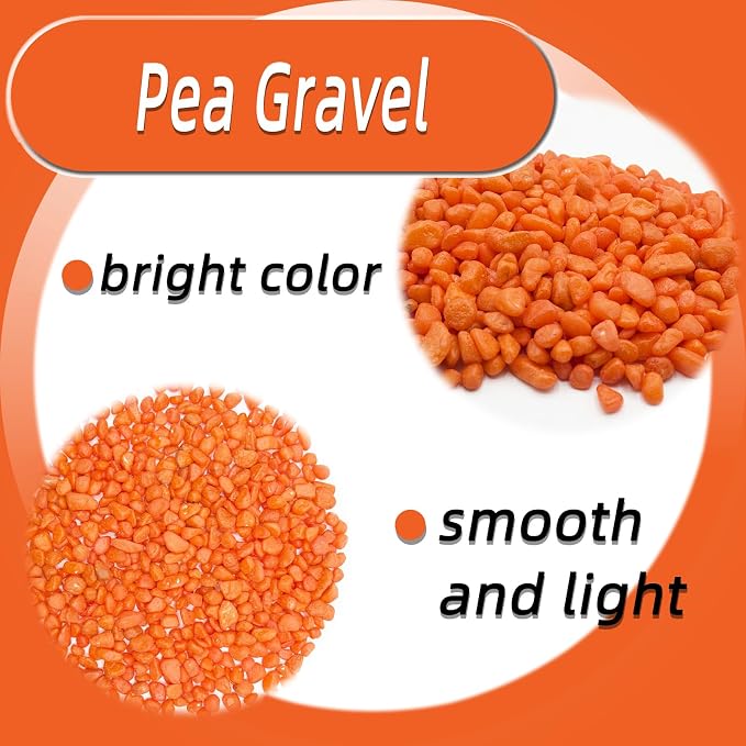 Orange Pebbles for Crafts, 0.9 Pound Natural Polished Aquarium Gravel, Decorative Pebbles for Indoor Plants, Turtle Tank, Vase, Succulents Cactus, Garden Landscaping