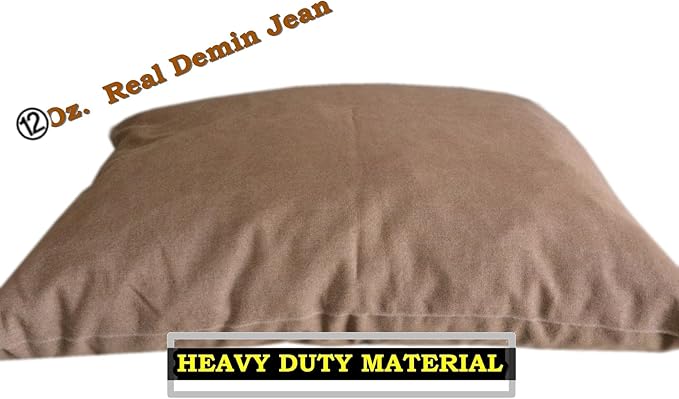 Durable Comfort Micro-Cushion Memory Foam Pet Dog Pillow Bed Waterproof Liner + External Cover for S,M,L Dogs- Complete Set (Brown Denim, 48''x29'')