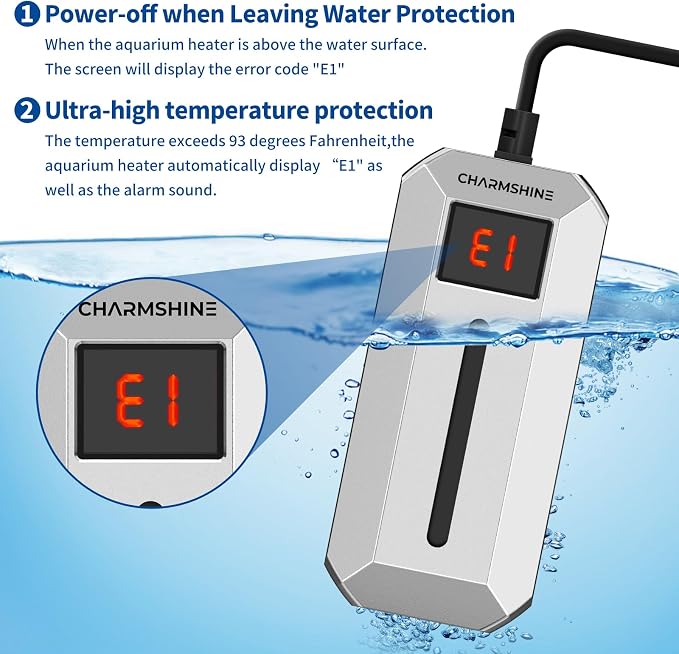 Submersible Aquarium Heater with LED Digital Display 200W Fish Tank Heater for 23-27 Gallon Freshwater Saltwater Tank, Auto Thermostat Overheat Protection(Not Suitable for Low-Water Turtle Tanks)
