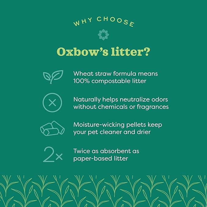 Oxbow Eco Straw Wheat Straw Litter for Small Animals, Low Dust, Rabbit, Guinea Pig, Ferret, & Cat Litter, Oxbow, Moisture Wicking Pellets for Guinea Pig, Made in USA, 20 lb. Bag
