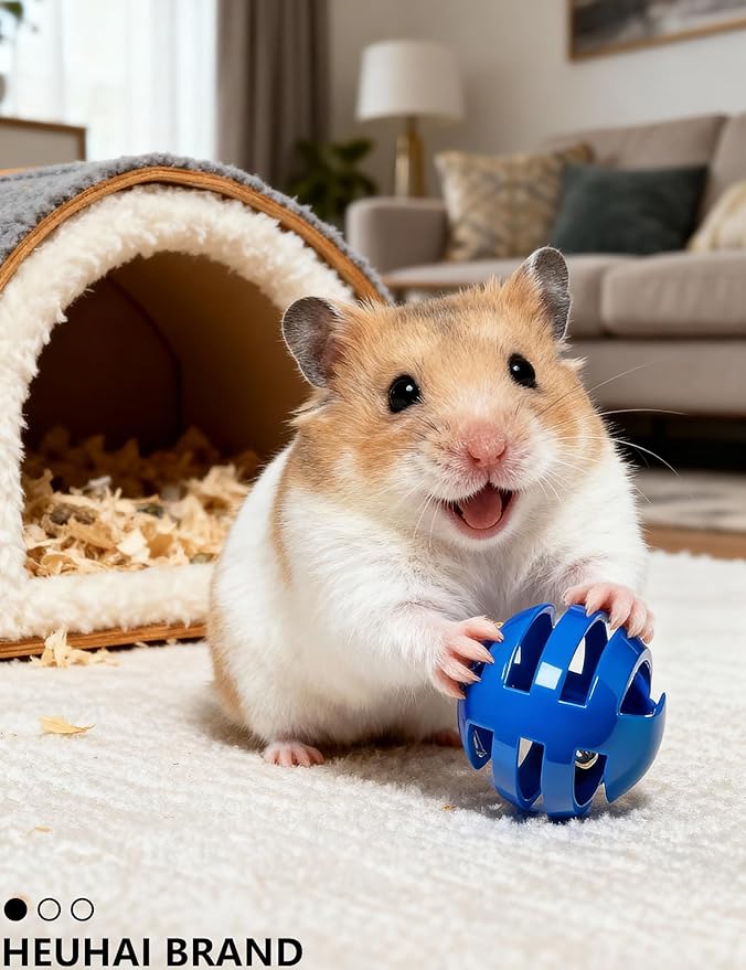 5-Pack Hamster Toys with Bell, 1.5" Colorful Balls, Push Toys Around (1.5'')