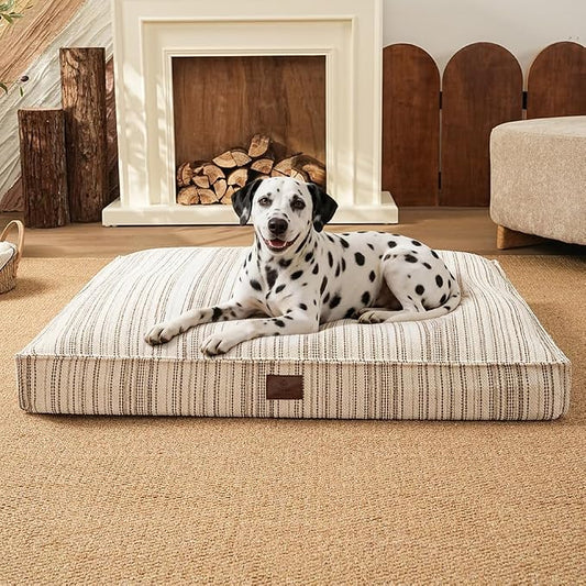 SOMAHE 4 Inch Orthopedic Dog Bed for Crate, 35 x 27 Inch, Coffee Chenille | Washable Removable Cover, Waterproof Inner Liner, Non-Slip Bottom, Orthopedic Dog Crate Mattress for Medium & Large Dogs