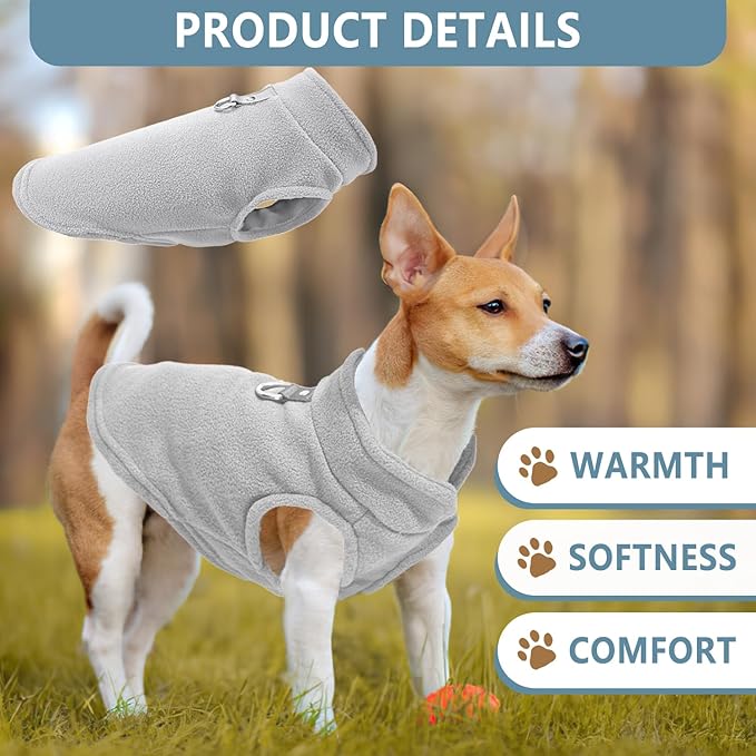 2 Pack Dog Sweater with Leash Ring Winter Warm Pet Sweater Thick Clothes Coat Fleece Dog Sweaters for Small Dogs Girl Boy for Chihuahua, French Bulldog, Dachshund,Medium(7-10lbs)