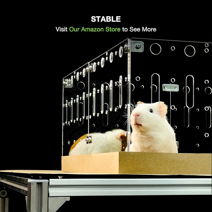 GuineaLoft™ Model-A Acrylic Guinea Pig Cage - Large 4x2ft Expandable C&C Cage, Works Also for Small Roaming Animals Like Rabbits, Button Quails, Hedgehogs