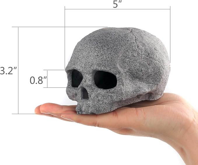 Aquarium Decorations Skull Rock, Ceramic Shelters - Betta Habitat | Breeding Tube, Hiding cave, Stackable Fish Tank Decor Cave for Hiding