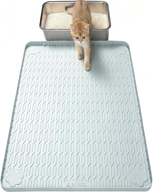 ANWA Waterproof Cat Litter Rug, 40" x 28" Extra Large Silicone Cat Litter Mat Litter Trapping Mat, Fits Automatic Litter Box Robot, Heavy-Duty, Easy to Clean