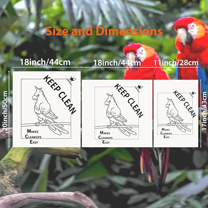 Bird Cage Liners, Bird Cage Paper Liners, 30pcs Disposable Bird Cage Liners, Pre-Cut Bird Cage Liners for Parrot, Parakeet, Conure, Cockatiel, Kraft Paper Cage Liners, 17 X 11 inch, White