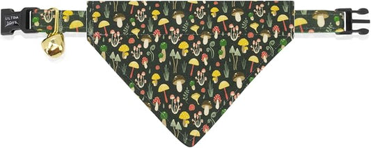 Ultra Joys Cat Collar with Bells - Breakaway for Kittens & Cats - Boy & Girl Collars - Mushroom Small