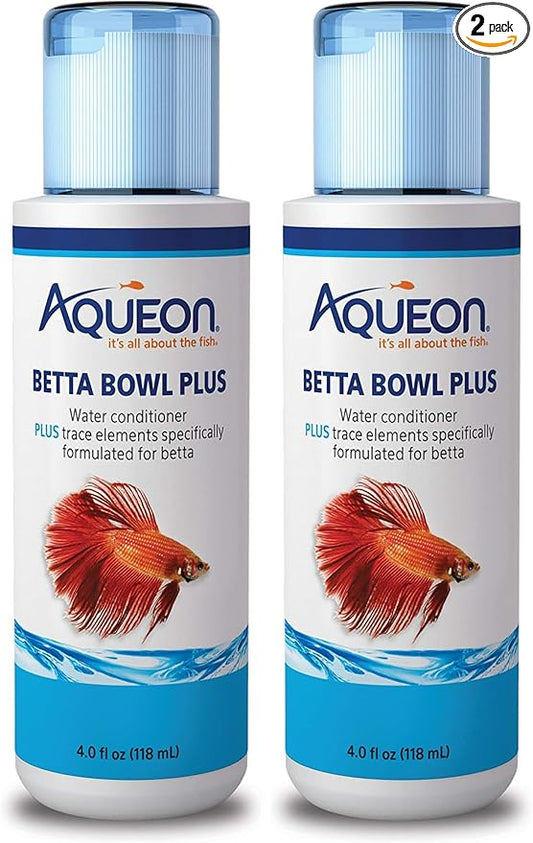 Aqueon Betta Bowl Plus Water Conditioner Neutralizes Chlorine and Ammonia for Betta Fish Tanks - 4 Ounces (Pack of 2)