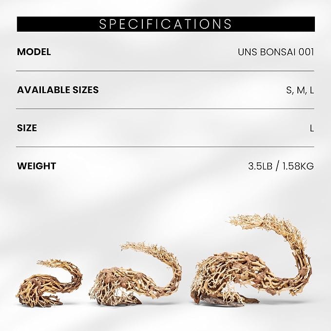 Ultum Nature Systems Bonsai - Handcrafted Hardscape Driftwood for Aquarium, Terrarium, Vivarium, Natural Aquascape Hardscape Decorations, Aquascaping Hardscape for Live Aquatic Plants - 001, Large
