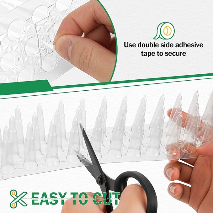 36 Pack Upgraded Clear PVC Bird Spikes, Covers 51 Feet(15.5m), Keep Birds Away and Keep Birds from Building Nest, Long Deterrent Spikes Keep Pigeon Squirrel Cats and Other Animals Away