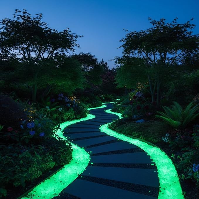 Shiny Stone Glow in Dark Aquarium Gravel Sand, Yellow Green, 3-5mm | Neon, 305g/0.67lbs, For Fish Tank and Fairy Garden, Decorative Rocks, Home Decor