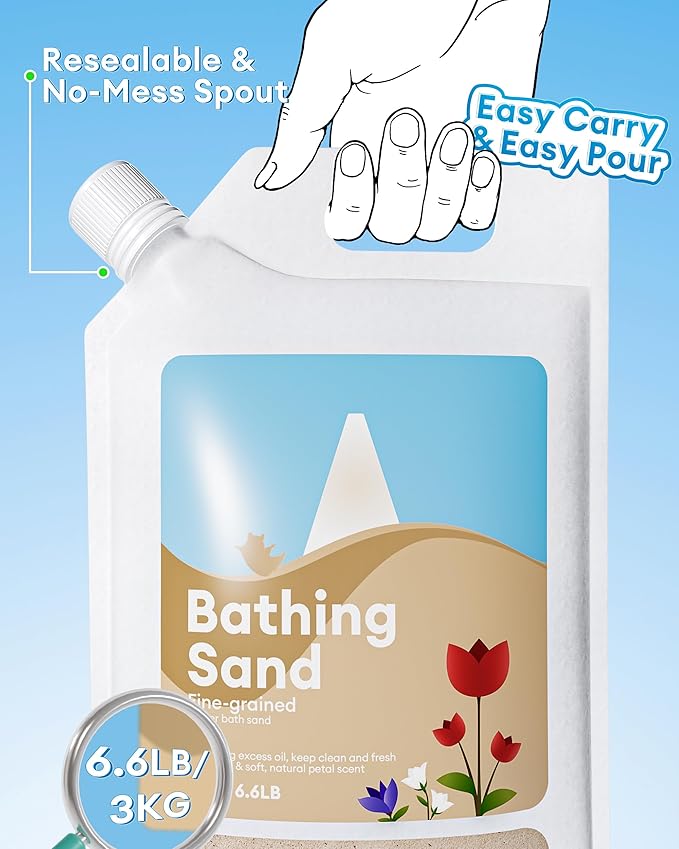 BUCATSTATE Hamster Sand, No-Dust 6.6LB Chinchilla Dust Bath with Pour Spout, 100% Natural Desert Bathing Sand for Syrian Hamster Gerbil Rat Mice Small Animals (Flower Smell)