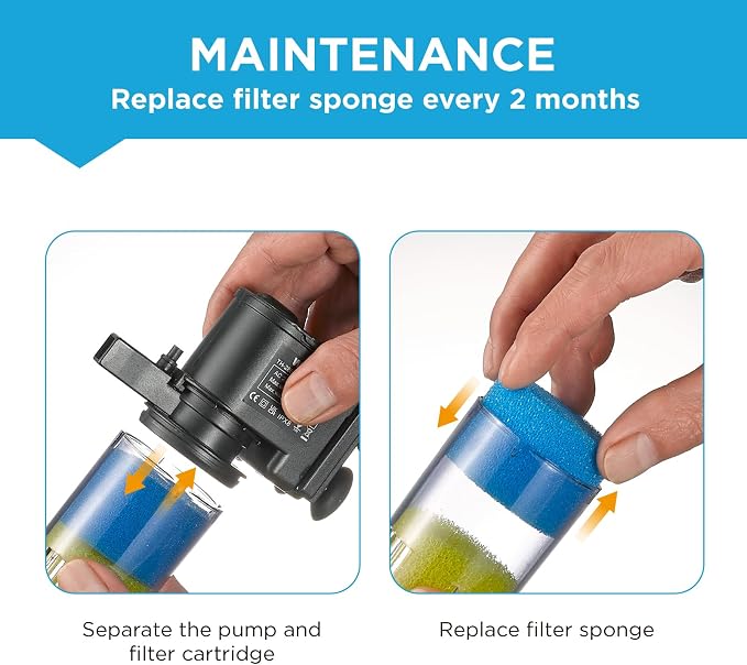 Cylindrical Fish Tank Filter Sponges, 2 Coarse Grades, Aquarium Filter Foams for Model TH-280 Internal Filter, Including 1 Fine Sponge, 1 Coarse Sponge(TH280-S)
