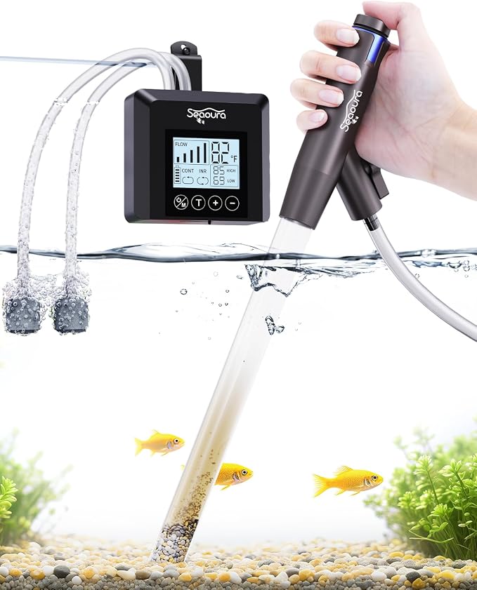 Aquarium Siphon Pump Gravel Cleaner & Rechargeable Portable Fish Aerator for Outdoor