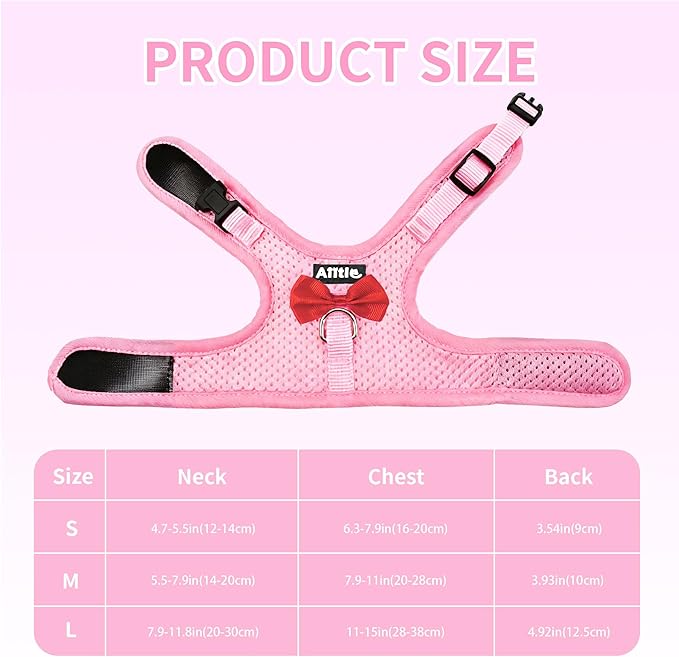 AIITLE Rabbit Harness and Leash Set with Cute Bow, Soft Breathable Mesh Vest Harness for Rabbits Kitten Ferret Puppy Small Pets Walking Supplies Pink L