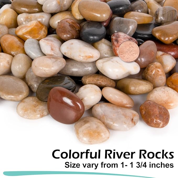 GASPRO 30-lb Natural River Rocks for Landscaping, Decorative Rocks for Potted Plants and Aquariums, Polished River Stones for Indoor & Outdoor Decor, 1 to 1 3/4 Inches