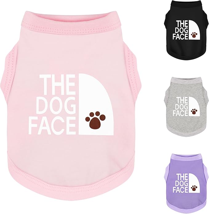 Personality Canine Attire: Soft, Lightweight Cotton Dog Clothes with 'The Dog Face' Print. Small and Medium Breeds, Perfect for Everyday Wear, Comfortable and Breathable Dog Shirt Pink XL