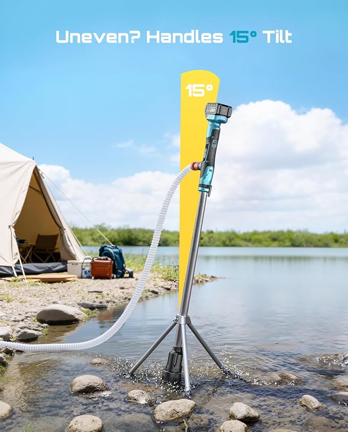 SEESII Cordless Stick Water Transfer Pump, with Tripod Stand Hands-Free | 720GPH & 32FT Lift, 2×4.0Ah Batteries, Portable Design, Fast Drain Pool, Rain Barrel, Basement, Boat Bilge & Irrigate Garden
