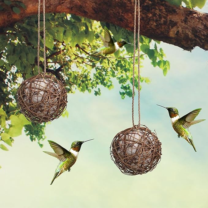 4Pcs Globe Hummingbird Nesters Material Holder, Full of Bird Nesting Materials, Design for Bird Lovers, Idea Bird Gifts in Outdoor Indoor Patio Garden