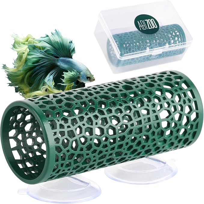 Abizoo Betta Fish Tunnel & Reptile Hide, Hollow Aquarium Decor Toy | Hideout for Small Fish and Reptiles, Stress Relief Enrichment, Multiple Colors, Easy to Clean