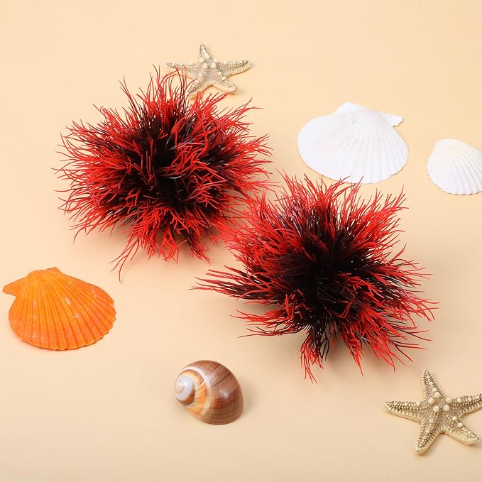 3 Pack Aquarium Plant Fish Tank Plant with Weighted Base Black Red | Plastic, Realistic, Small Aquarium Grass, Fish Tank Decorations