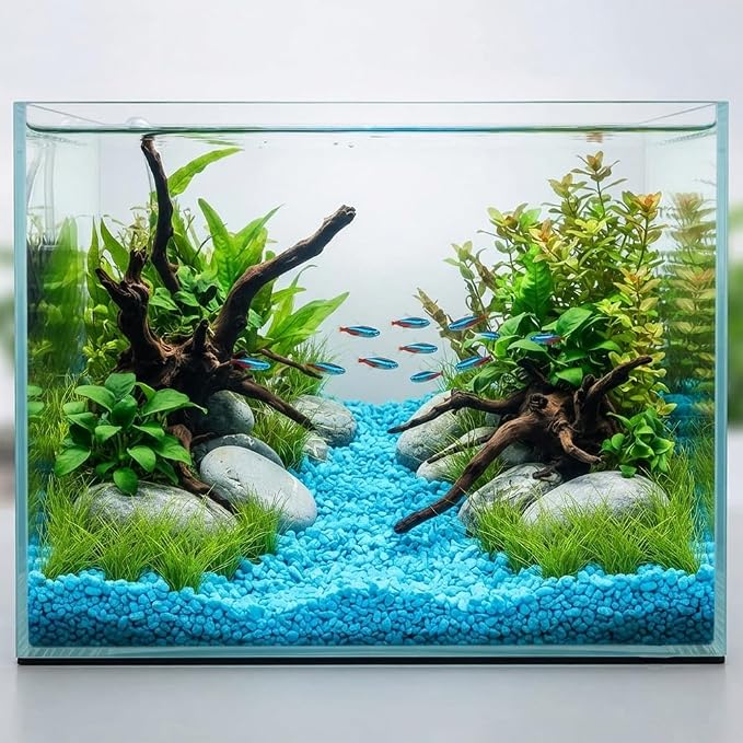 Blue Succulent and Cacus Gravels,Fairy Garden Mini Rocks,0.88 LB,3-5mm | Aquarium Fishbowl Decor Pebbles,Indoor Plants Topper Dressing Small Stones