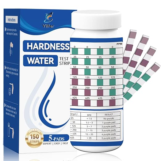 Water Hardness Test Kit with 5-Pads（150strips） | Upgraded 5-pads,Hard Water Test Strip,Tap/Well/Pool/Spa/Softener/Drinking, Accurate0-425ppm