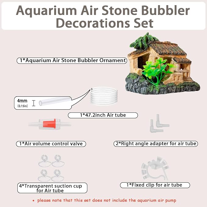 Resin Castle Decorations Set Fish Tank Bubbler Aquarium Decor | Aquarium Bubbler Betta Hideout Fish House Fish Tank Decor Air Stones For Aquariums Fish Tank Accessories Aquarium Cave