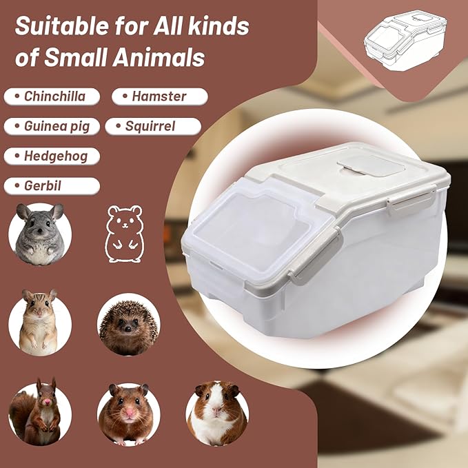 Extra Large Chinchilla Sand Bath Container Kit Plastic Dust Bath House Hamster Shower Room for Hedgehog Guinea Pig Squirrel Small Animals (Grey)