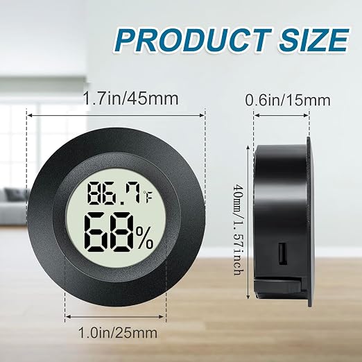 4 Pack Mini Digital Hygrometer Gauge Indoor Thermometer, LCD Monitor Temperature Outdoor Humidity Meter for Greenhouse Jars Incubators Guitar Case, Fahrenheit (℉) or Celsius(℃)