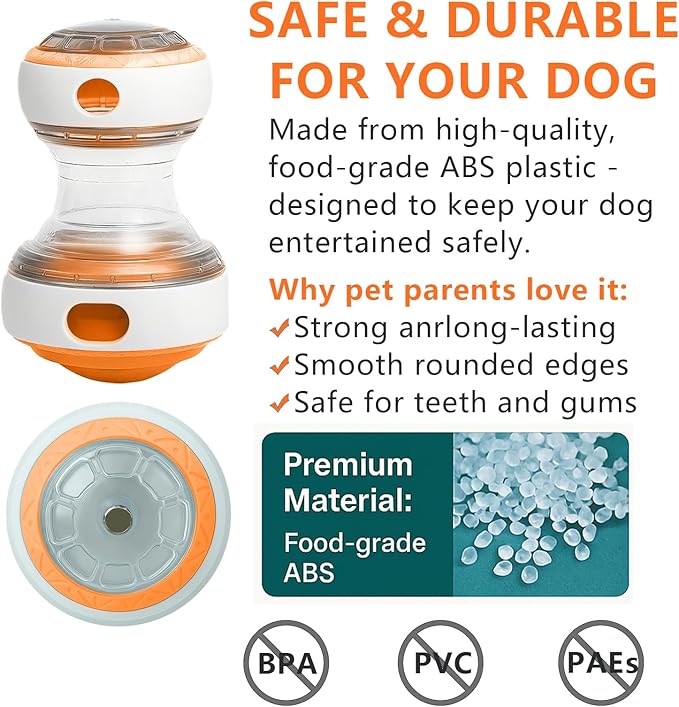 Kalimdor Interactive Dog Puzzle Toys for Boredom, Treat Dispensing Dog Toys, Dogs Enrichment Toy to Keep Them Busy, Treat Dispensing Slow Feeder,Mental Stimulation and Training (Orange)