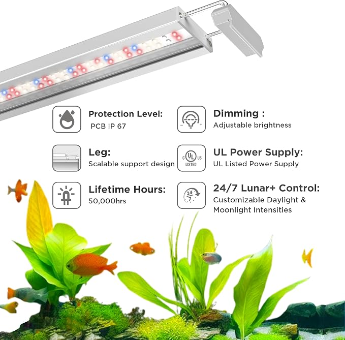 Finnex Stingray 3 Aquarium LED Light, 24/7 Lunar+, Controllable, Extendable Legs