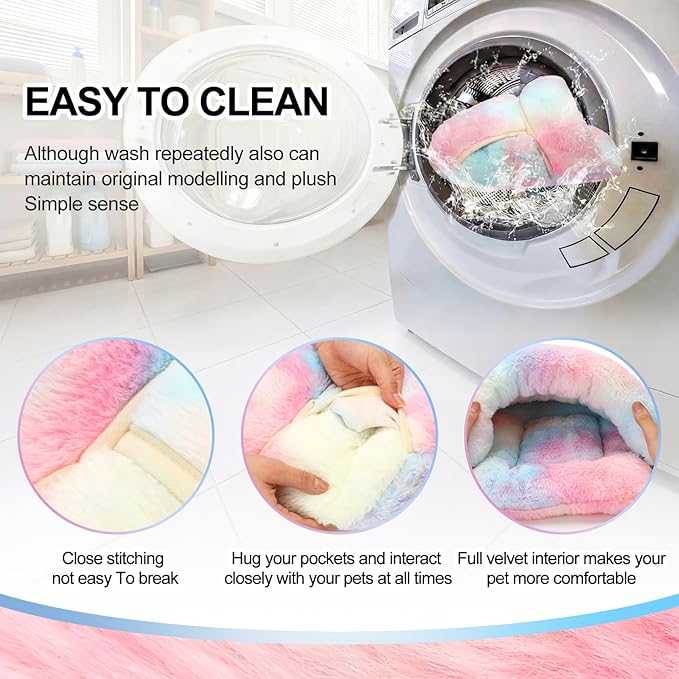 Wenqik 2 Pcs Guinea Pig Hideouts Guinea Pig Bed Washable Bunny Bedding Cuddle Warm Small Pet Sack Supplies Portable Pet Carrier Cage Nest Accessories for Cage(Gradient Colors,Blending)