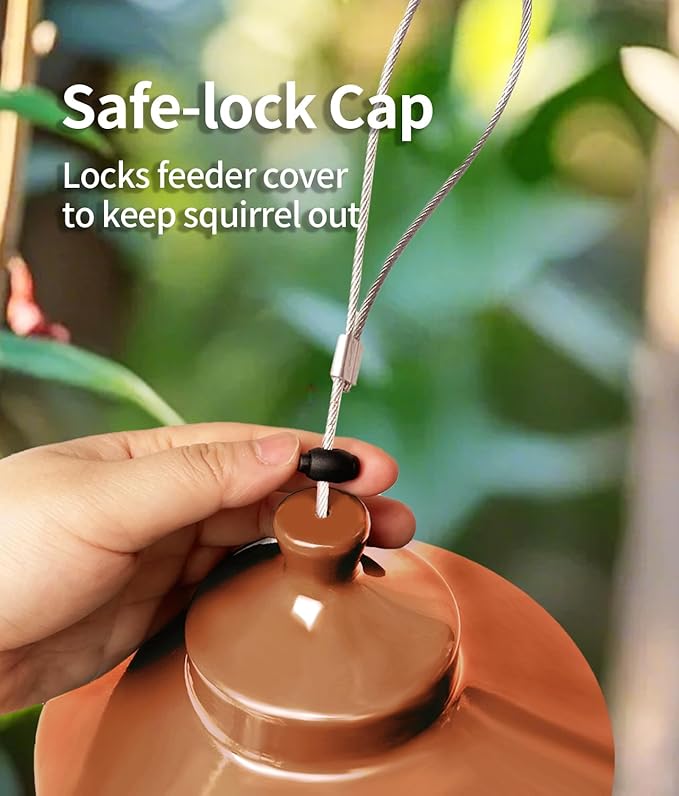 Squirrel Proof Bird Feeders for Outdoor: 4.8LB Large Capacity Hanging Bird Feeder, Weight-Activated Mechanism Wild Bird Feeders, Chew-Proof Metal Birdfeeder for Finch Cardinal Chickadee