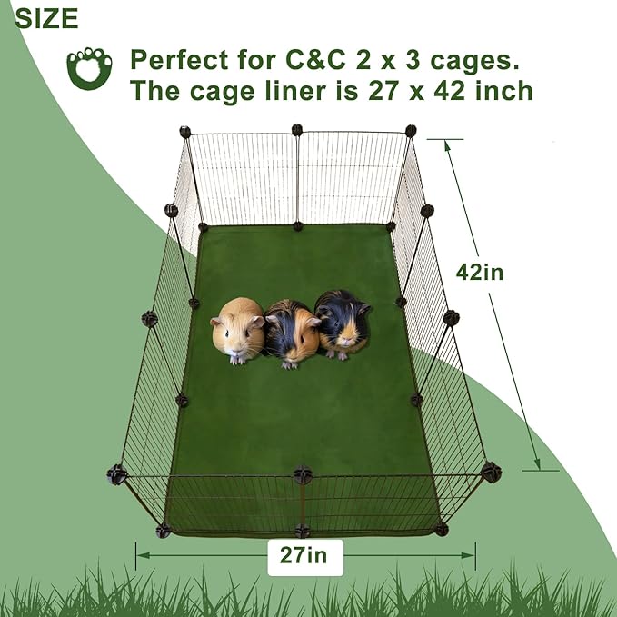 2 Pack Guinea Pig Bedding Fleece Cage Liner C&C 2x3,Guinea Pig Fleece Blanket Cage Liner 42x28