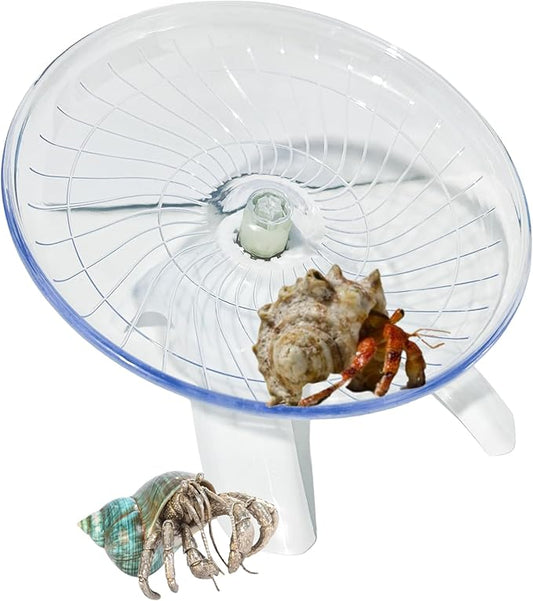Funny Hermit Crab Running Wheel Climb Toy, Hamster Reptiles Running Flying Wheel Saucer, Cute Running Wheel for Guinea Pig Small Pet Animals Tree Frog Hamster Lizard Salamander Hermit Crab (White)
