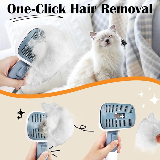 Dog Cat Brush for Shedding and Grooming,Two Replacement Heads,Massage the skin,Easy to Clean Comb for Long Short Haired Pets,use with Vacuum,Compatible with 32mm&35mm Universal Vacuum