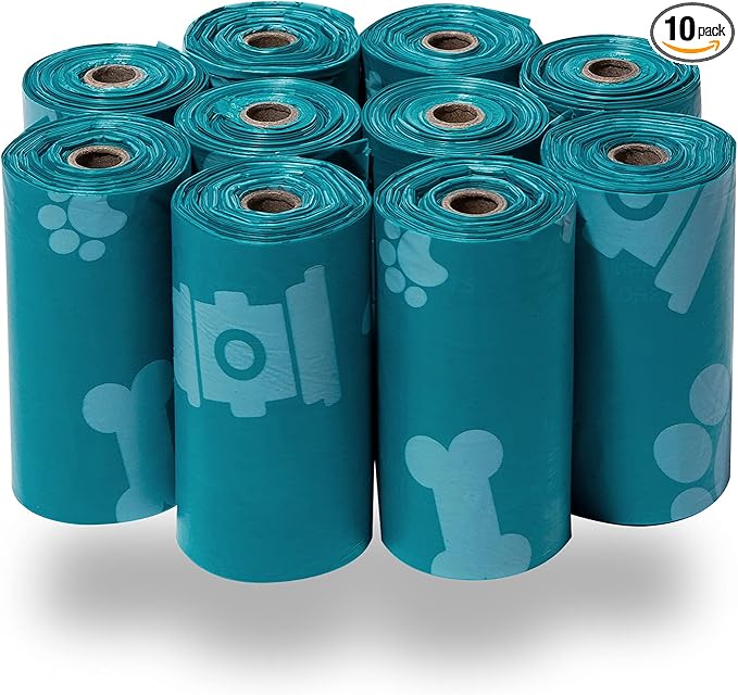 Best Pet Supplies Dog Poop Bags for Waste Refuse Cleanup, Doggy Roll Replacements for Outdoor Puppy Walking and Travel, Leak Proof and Tear Resistant, Thick Plastic - Turquoise, 150 Bags