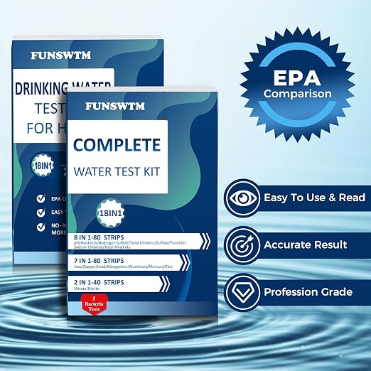 Home Water Testing Kits for Drinking Water: 18 in 1 Well Water Test Kit 200 Strips with 5 Tests for Bacteria to Detecting Fluoride Hardness Iron, etc, BLUE | Completed Water Testing Kits for Drinking Water Home Well Tap Water, Detect 18 parameter Lead ...