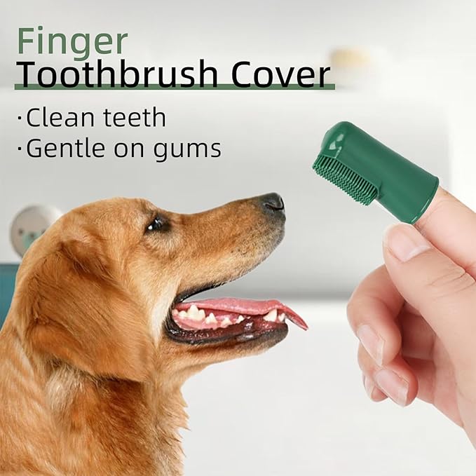 Dog Toothbrush and Toothpaste Kit Beef Dog Toothpaste(70g) Soft Nylon Double-Head Dog Toothbrush Green Dog Finger Toothbrush Puppy Tooth Brushing Kit Pet Dental Care Kit for Dogs and Cats