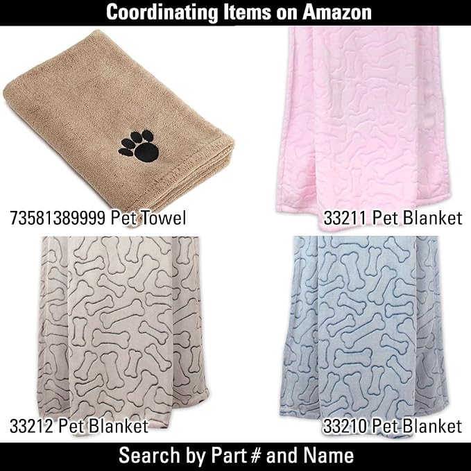 Bone Dry Pet Grooming Towel Collection Absorbent Microfiber X-Large, 41x23.5, Embroidered Taupe (Pack of 12)